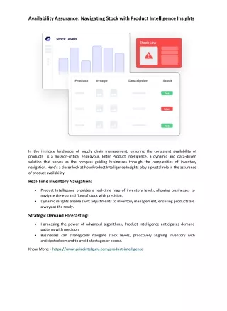 Availability Assurance-Navigating Stock with Product Intelligence Insights