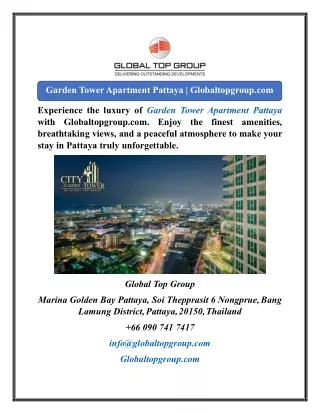 Garden Tower Apartment Pattaya  Globaltopgroup.com