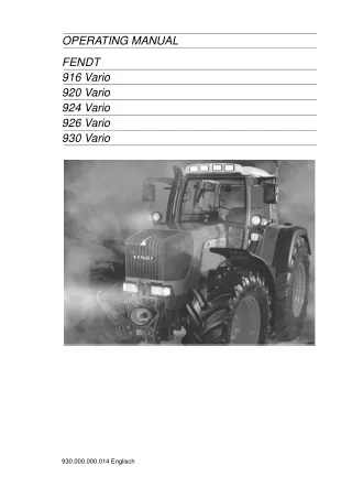 Fendt 924 Vario Operator manual