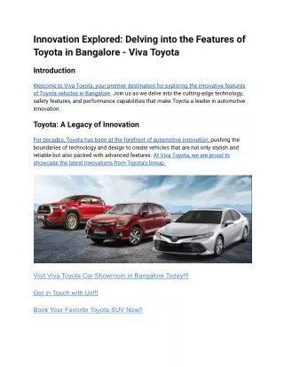 Innovation Explored_ Delving into the Features of Toyota in Bangalore - Viva Toyota