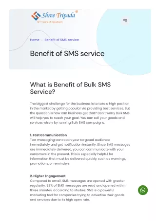 What is Benefit of Bulk SMS Service?