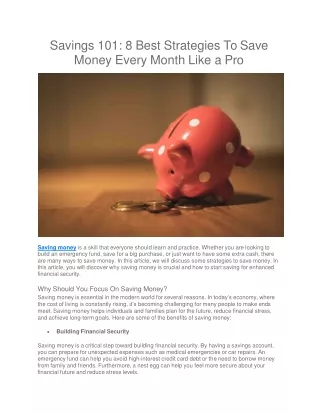 8 Best Strategies To Save Money Every Month Like a Pro