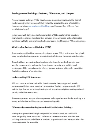 Understanding Pre-Engineered Buildings_ Features, Differences, and Lifespan