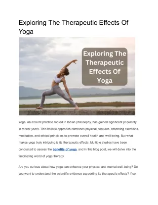 Exploring The Therapeutic Effects Of Yoga