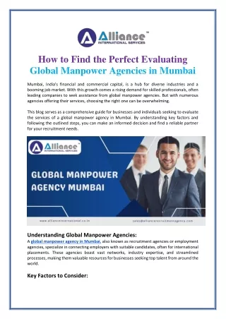How to Find the Perfect Evaluating Global Manpower Agencies in Mumbai