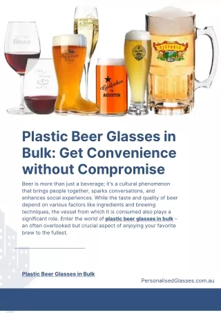 Plastic Beer Glasses in Bulk Get Convenience without Compromise