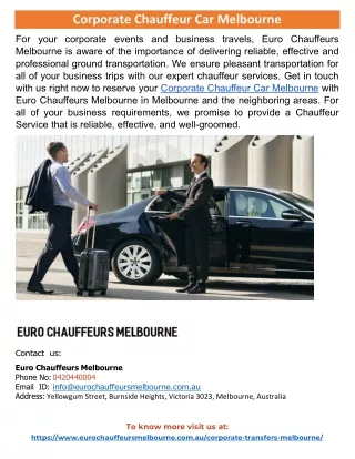 Corporate Chauffeur Car Melbourne