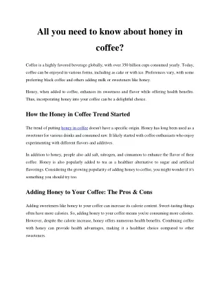 All you need to Know about honey in coffee