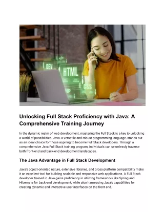 Unlocking Full Stack Proficiency with Java: A Comprehensive Training Journey