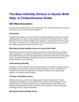 The Best Infertility Doctors in Guntur Birth Help_ A Comprehensive Guide