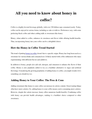 All you need to Know about honey in coffee