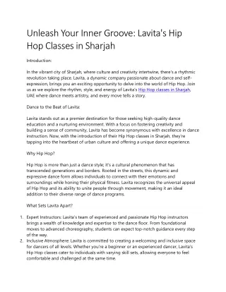 Hip Hop classes in Sharjah