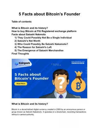 5 Facts about Bitcoin’s Founder