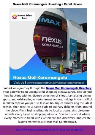 Unveiling the Retail Landscape of Nexus Westend Pune and Nexus Mall Koramangala