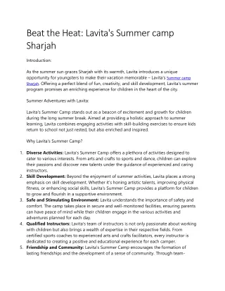 Summer camp Sharjah