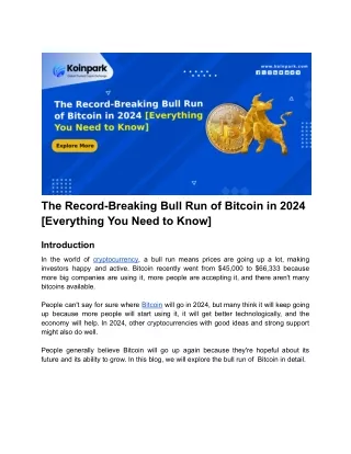 The Record-Breaking Bull Run of Bitcoin in 2024 [Everything You Need to Know]