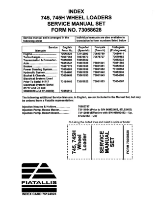 FiatAllis 745 Wheel Loader Service Repair Manual