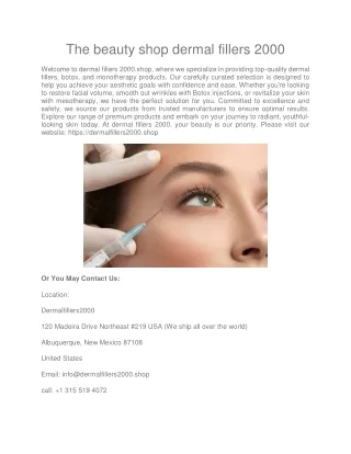 The beauty shop dermal fillers 2000