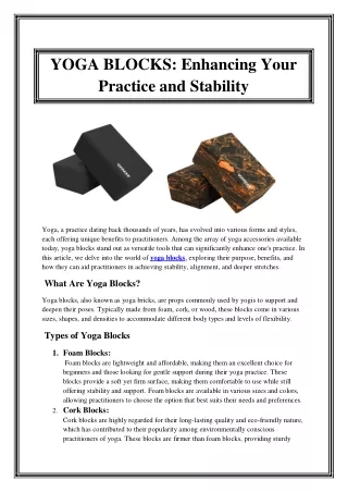 YOGA BLOCKS Enhancing Your Practice and Stability