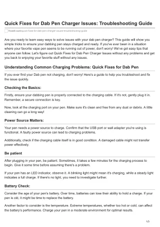 Quick Fixes for Dab Pen Charger Issues: Troubleshooting Guide