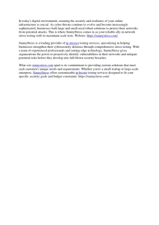 SunnyStress IP Stresser & IP Booter Network Solutions