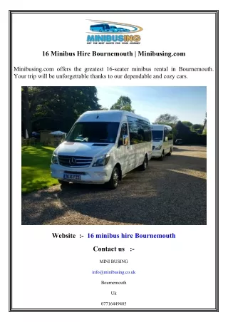 16 Minibus Hire Bournemouth  Minibusing.com