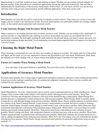 Develop Intricate Designs with Accuracy Metal Punches