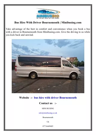 Bus Hire With Driver Bournemouth  Minibusing.com