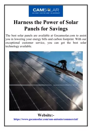 Harness the Power of Solar Panels for Savings