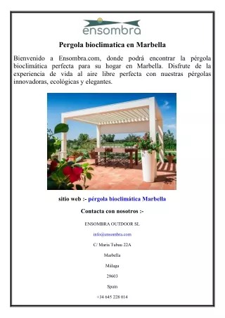 Pergola bioclimatica en Marbella