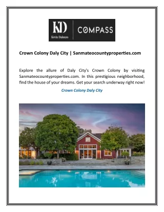 Crown Colony Daly City Sanmateocountyproperties.com