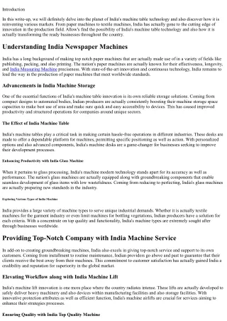 Discharging Prospective: A Look into India's Machine Table Modern technology