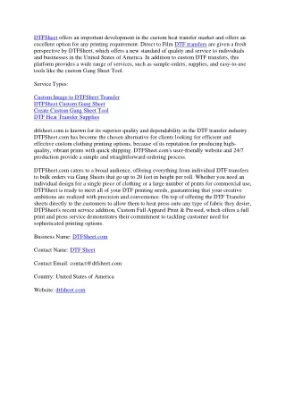 DTFSheet.com USA's Top Provider of Custom DTF Transfers