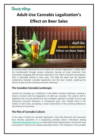 Adult-Use Cannabis Legalization’s Effect on Beer Sales