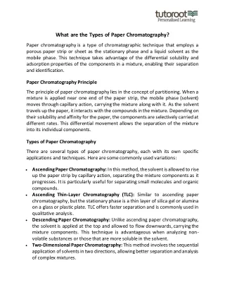 What are the Types of Paper Chromatography?