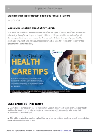 Impomed Healthcare: Your Gateway to Understanding Binimetinib Tablet Therapies