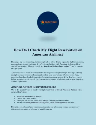 How Do I Check My Flight Reservation on American Airlines?