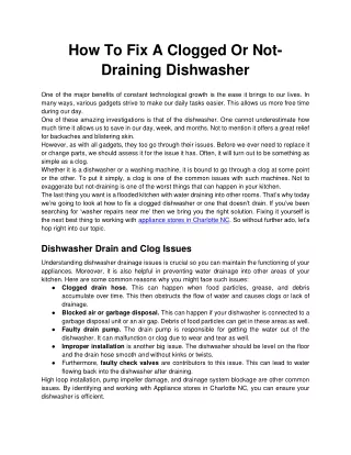 How To Fix A Clogged Or Not-Draining Dishwasher