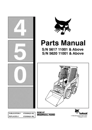 Bobcat 450 Skid Steer Loader Parts Catalogue Manual SN 562011001 and Above