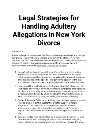 New York Divorce Law Adultery