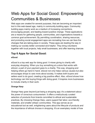 Web Apps for Social Good_ Empowering Communities & Businesses