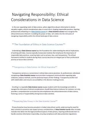 Navigating Responsibility: Ethical Considerations in Data Science