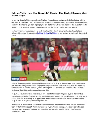 How Guardiola's Cunning Plan Blocked Bayern's Move for Belgium Star De Bruyne