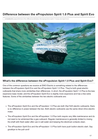 Difference between the ePropulsion Spirit 1.0 Plus and Spirit Evo