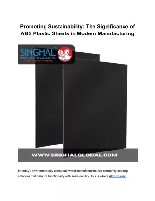 Promoting Sustainability_ The Significance of ABS Plastic Sheets in Modern Manufacturing