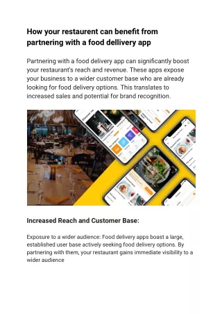 How your restaurent can benefit from partnering with a food dellivery app