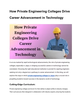 How Private Engineering Colleges Drive Career Advancement in Technology