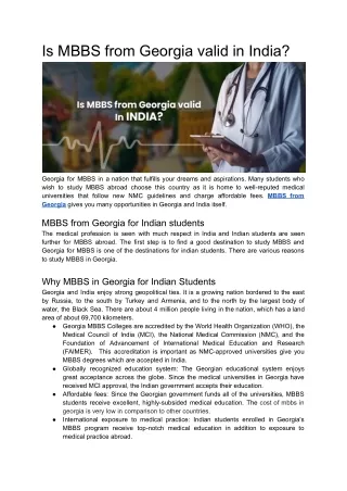 Is MBBS from Georgia valid in India?