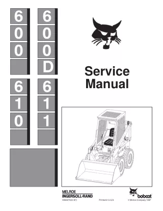 BOBCAT 600 SKID STEER LOADER Service Repair Manual