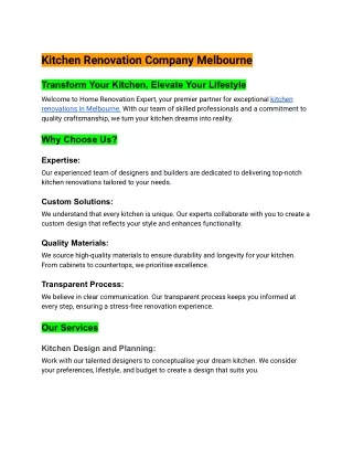 Kitchen Renovation Company Melbourne
